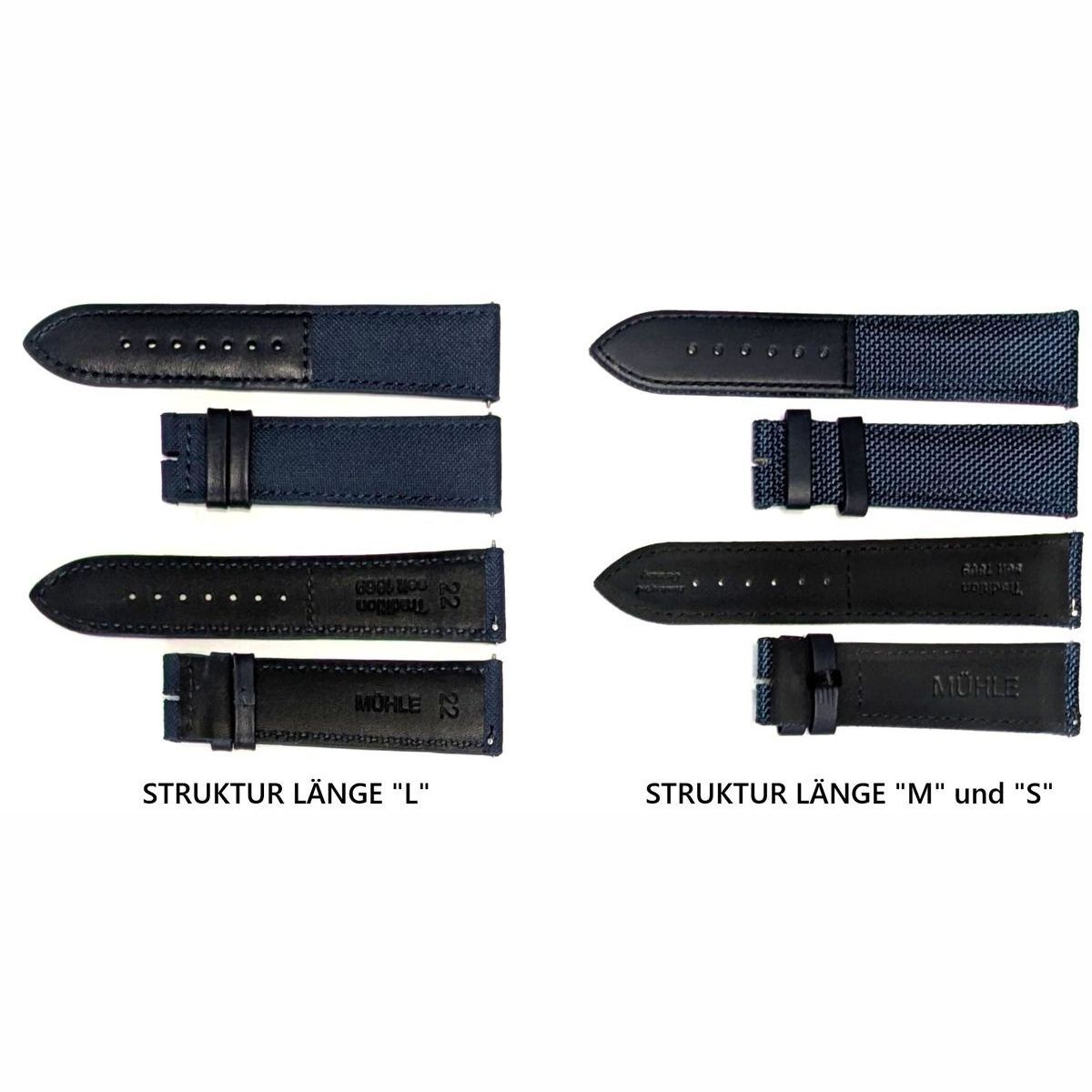 Uhrenarmband MÜHLE GLASHÜTTE "29er Tag/Datum", M1-25-34-CB-1, blau 22 mm Uhrenarmband MÜHLE GLASHÜTTE "29er Tag/Datum", M1-25-34-CB-1, blau 22 mm