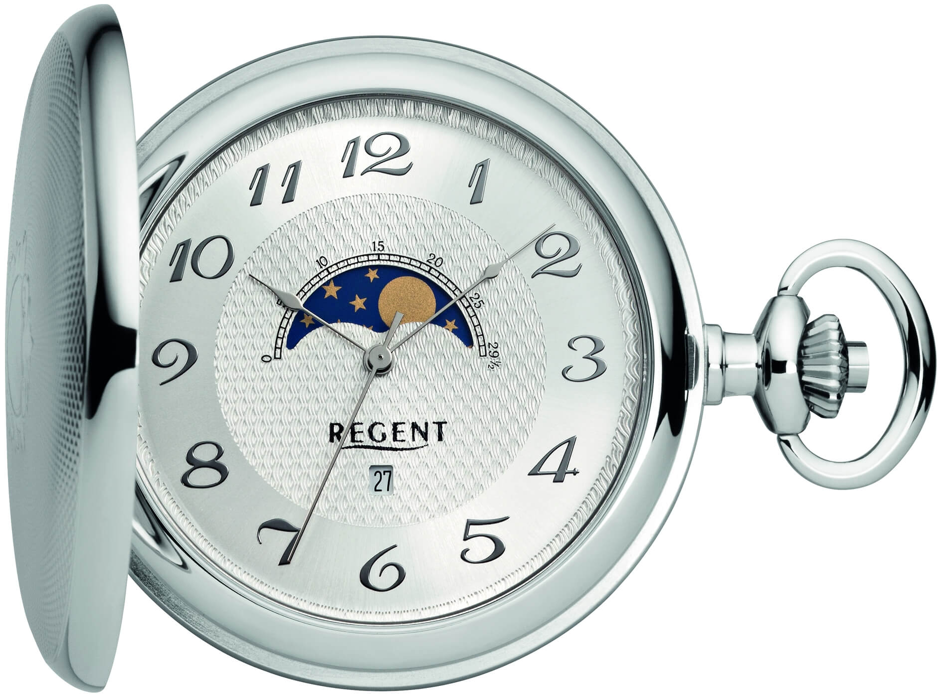 REGENT Taschenuhr P-730, Quarzuhr, mit Datum & Mondphase REGENT Taschenuhr P-730, Quarzuhr, mit Datum & Mondphase