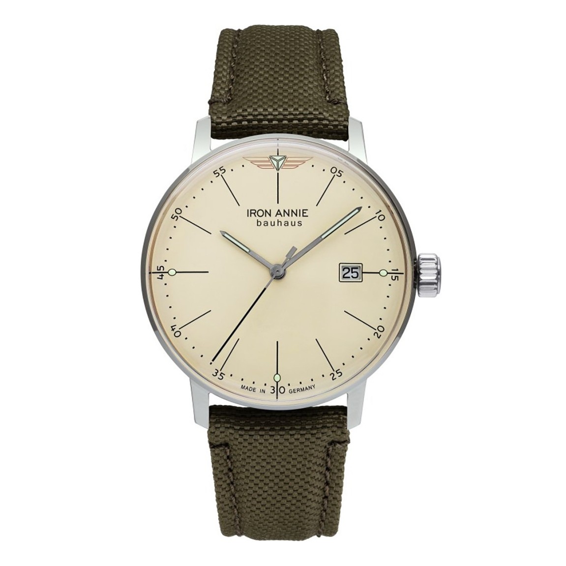 Uhrenarmband IRON ANNIE "Bauhaus" 5034-5, oliv 20 mm Uhrenarmband IRON ANNIE "Bauhaus" 5034-5, oliv 20 mm