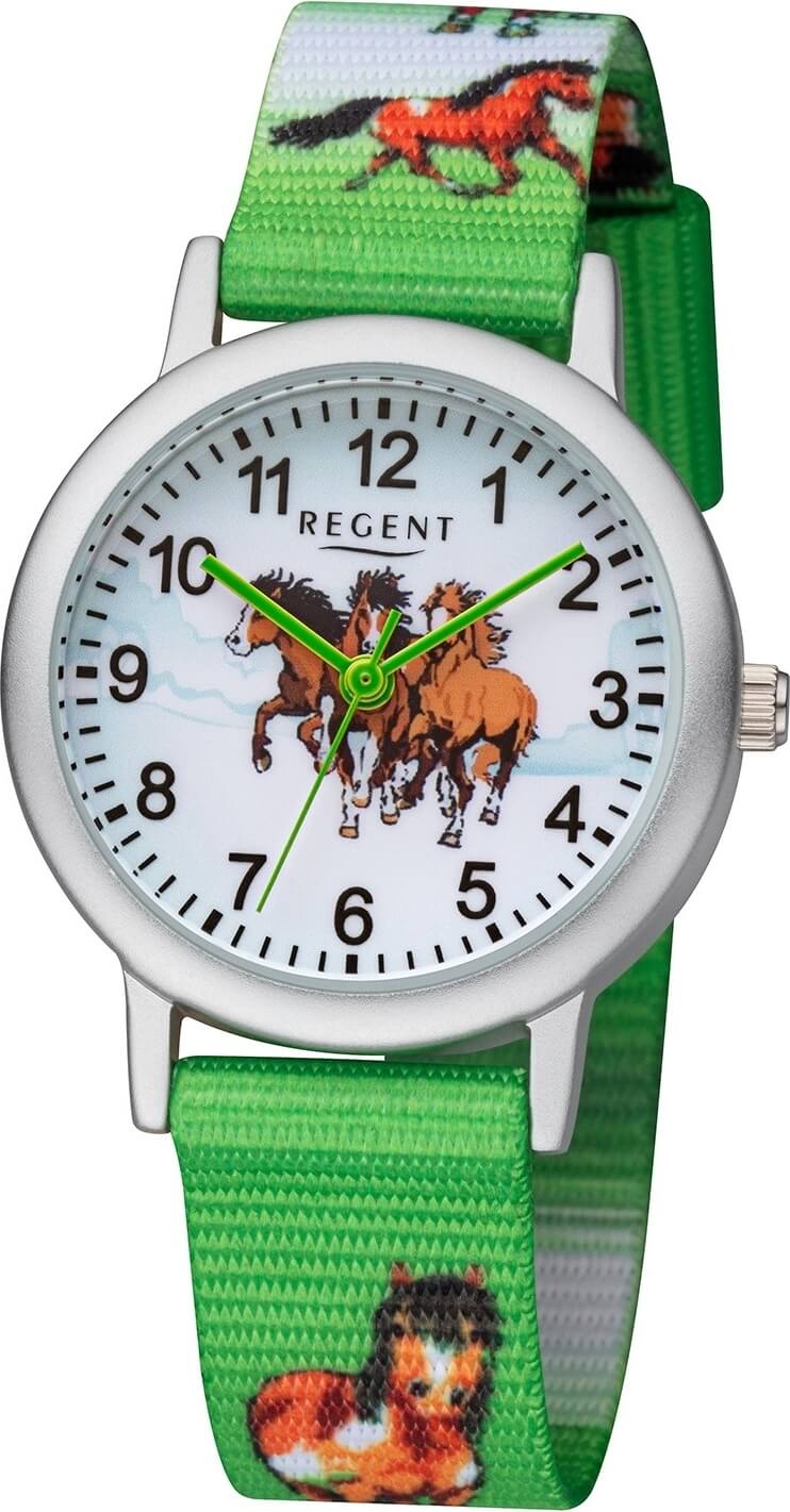 REGENT Kinderuhr F-1363, mit 3 wilden Pferden