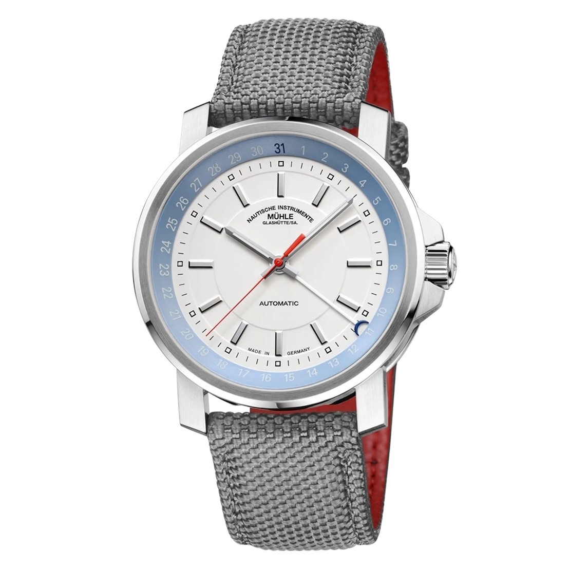 Uhrenarmband MÜHLE GLASHÜTTE "29er Zeigerdatum", M1-25-32-CB-2, grau 22 mm Uhrenarmband MÜHLE GLASHÜTTE "29er Zeigerdatum", M1-25-32-CB-2, grau 22 mm