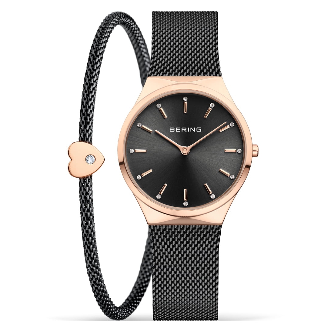 BERING Damenuhr "Classic" 12131-169-GWP, Set schwarz/rosegold