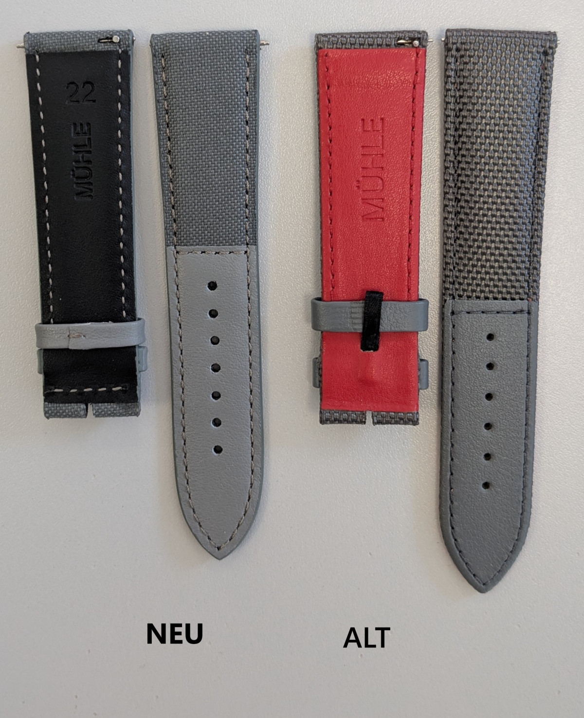 Uhrenarmband MÜHLE GLASHÜTTE "29er Big" M1-25-31-CB-2, grau 22 mm