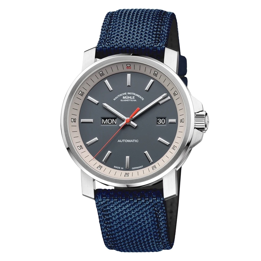 Uhrenarmband MÜHLE GLASHÜTTE "29er Tag/Datum", M1-25-34-CB-1, blau 22 mm Uhrenarmband MÜHLE GLASHÜTTE "29er Tag/Datum", M1-25-34-CB-1, blau 22 mm